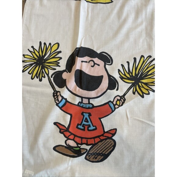 Vintage Peanuts Sheet 60s Twin Flat 66x104 Montgomery Ward Muslin Snoopy Charlie - Picture 5 of 10